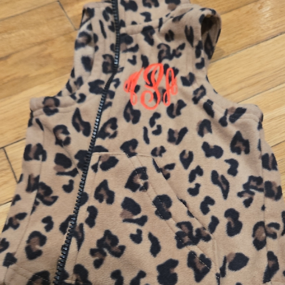 Leopard Print Hooded Vest with Monogram